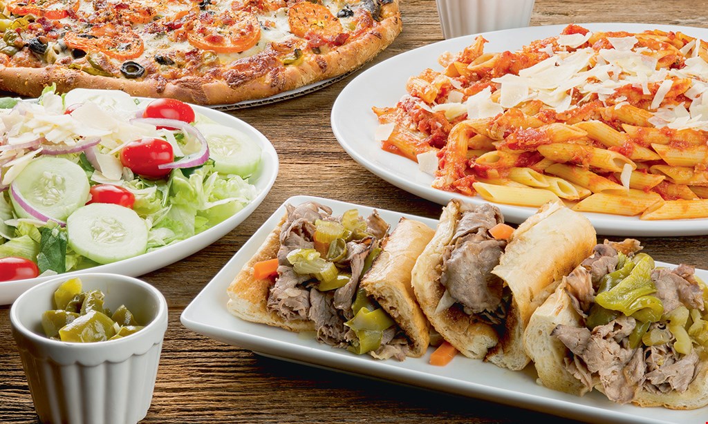 Product image for Rosati's ONLY $159.99 FEEDS 20-25 GUESTS 4 lbs Italian Beef w/Italian Bread • 30 Pcs Chicken • Full Tray of Penne Pasta Full Tray of Garden Salad • 24 Pcs of Garlic Bread • Sweet Peppers & Rosati’s Hot Giardiniera. 