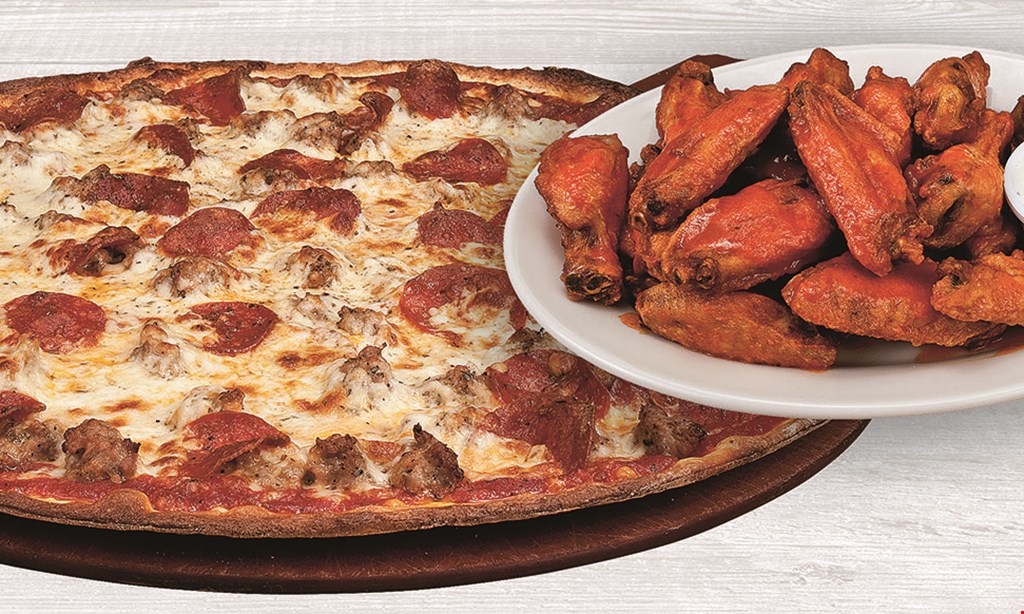 Product image for Rosati's Pizza Bay View $33.99 pizza & wings - 18" Thin Crust Cheese Pizza, 12 Bone In Wings 