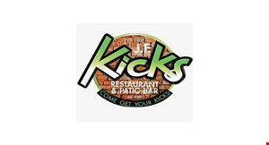 Product image for JF Kicks Restaurant & Patio Bar $5 off purchase of $25 or more $10 off purchase of $50 or more.