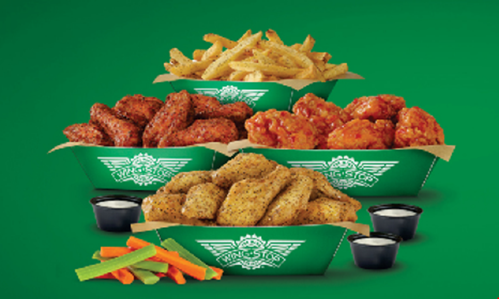 Product image for Wingstop 5 Free wings with any wing purchase. 