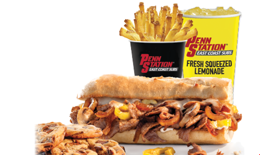 Product image for Penn Station East Coast Subs TWO CAN DINE $14.99, $14.99 2 - SM SUBS, 2 - SM FRESH-CUT FRIES, 2 REG. DRINKS.