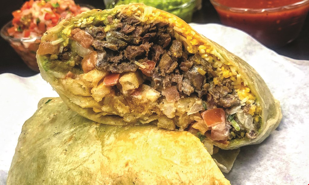 Product image for El Burro Taco Shop 50% OFF ANY BURRITO with purchase of a burrito & 2 soft drinks (med or large). Add $1.50 for seafood.