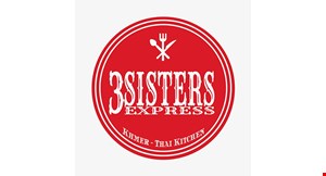 Product image for 3 Sisters Express $2 OFF entire check of $15 or more or $5 OFF entire check of $30 or more. 
