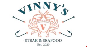 Product image for Vinny's Steak & Seafood $5 OFF any purchase of $25 or more, lunch only.