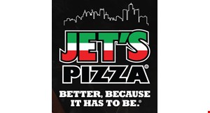 Product image for Jet's Pizza SMALL $14.29 LARGE $18.99 8 CORNER® (JET’S DETROIT-STYLE ONLY) $23.99ALOHA BBQ CHICKEN, ALL MEATY®, BUFFALO RANCH CHICKEN, HAWAIIAN, EUGENE SUPREME®, BBQ CHICKEN, SUPER SPECIAL OR VEGGIE (AVAILABLE IN JET’S® DETROIT-STYLE, HAND-TOSSED ROUND, NY-STYLE OR THIN)