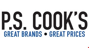 Product image for P.S. Cook's SAVE AN EXTRA 15% OFF storewide bring in this coupon! (excludes food, beverage & sundries). 