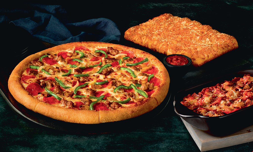 Product image for Marco's Pizza $25.99 large specialty pizza & large 2-topping pizza. 