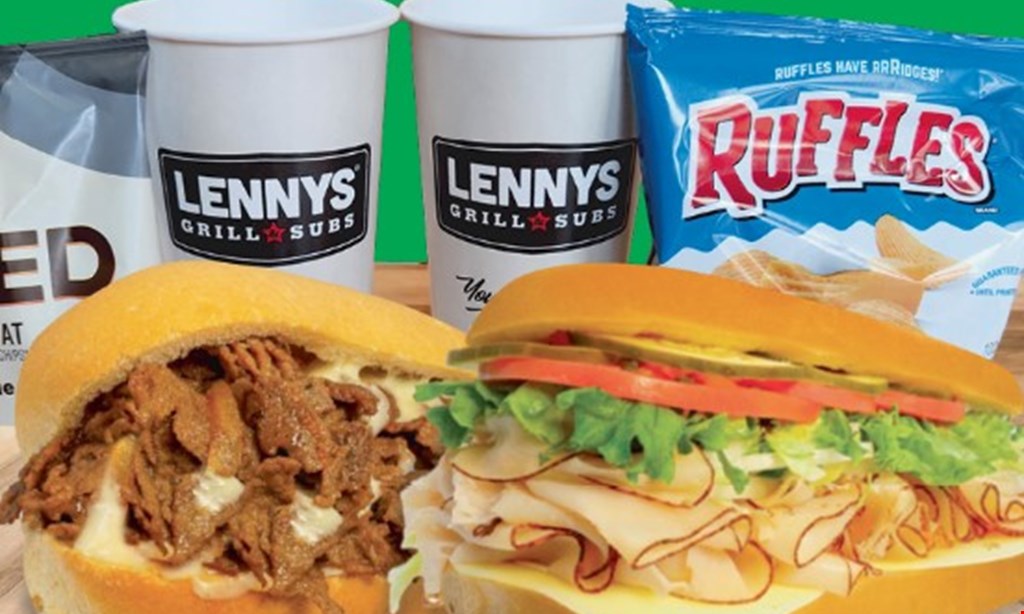 Product image for Lenny's Grill & Subs Buy one, get one free any 7.5” sub. 