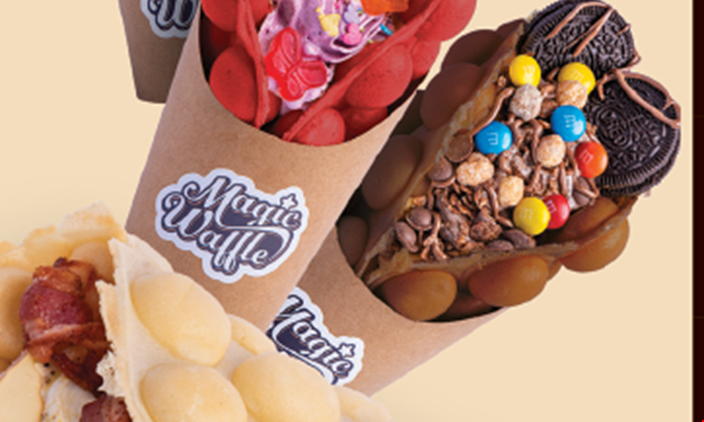 Product image for Magic Waffle 1/2 off - buy any Belgian waffle & get 2nd waffle of equal or lesser value 1/2 off.
