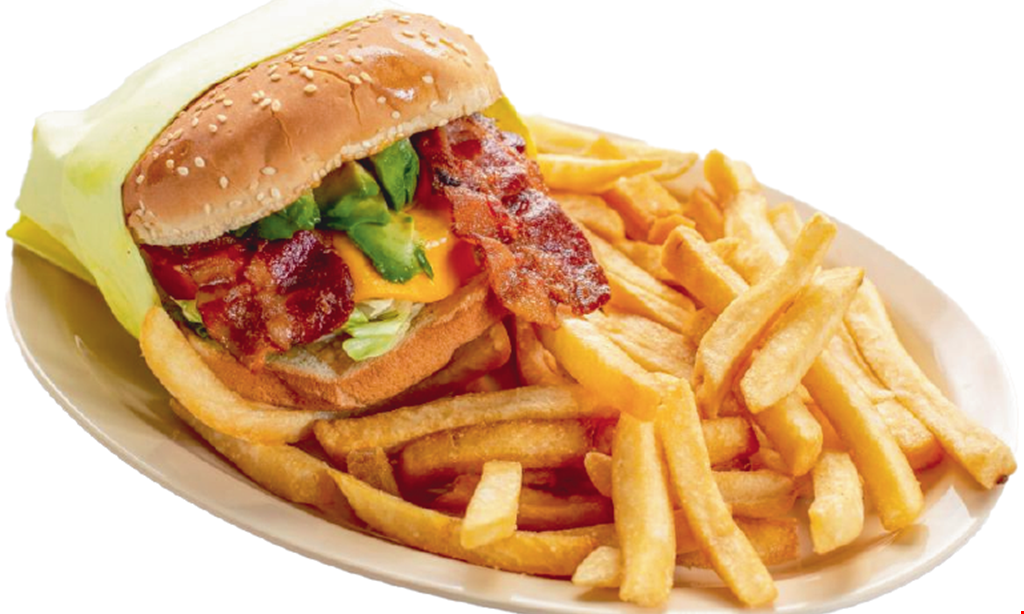 Product image for Amelias Burgers & Mexican Food $27.99 for 4 hamburgers, 4 french fries, 4 drinks.
