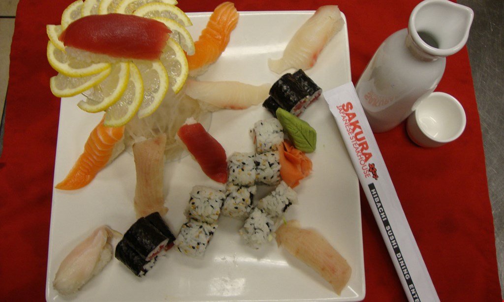 Product image for Sakura Japanese Steakhouse Monday Special All you can eat Sushi & Steamed Shrimp Lunch & Dinner