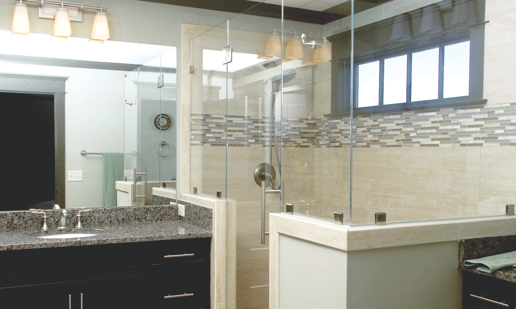 Product image for Clinton Glass- Bath & Shower SHOWER DOOR SPECIAL $100 OFF Any Pivot Hinge, Heavy Glass Shower Door. 