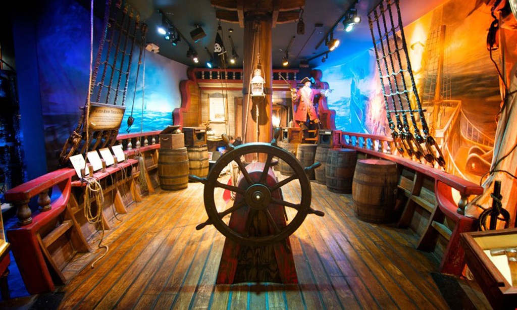 Product image for Pirate & Treasure Discount admission coupon. $1 off admission. 