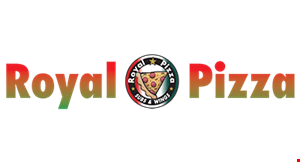 Product image for Royal Pizza Only?27.99+ Tax1 large 14”
1-topping pizza,
8” sub and 6 wings