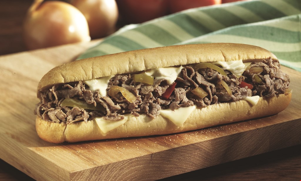 Product image for PHILLY'S BEST CHEESESTEAKS SINCE 1992 FREE sandwich buy any sandwich & 2 med. fountain drinks, get the 2nd sandwich of equal or lesser value free (excludes burgers). With