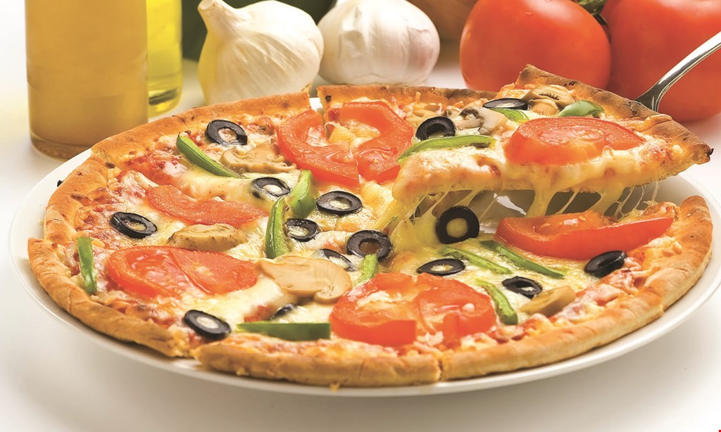 Product image for Pizza Marsala $19.99 lg. 16” 12-cut pizza & dozen split jumbo wings. 