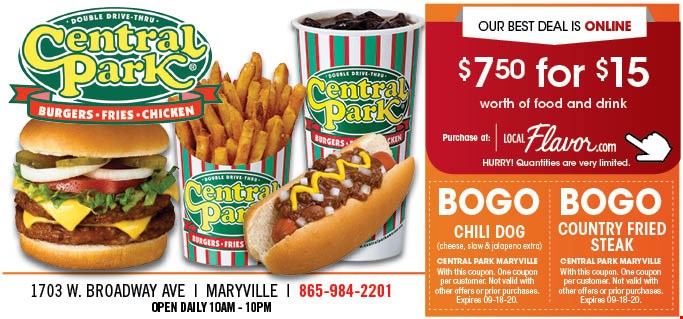 Central Park Hamburgers Coupons & Deals | Maryville, TN