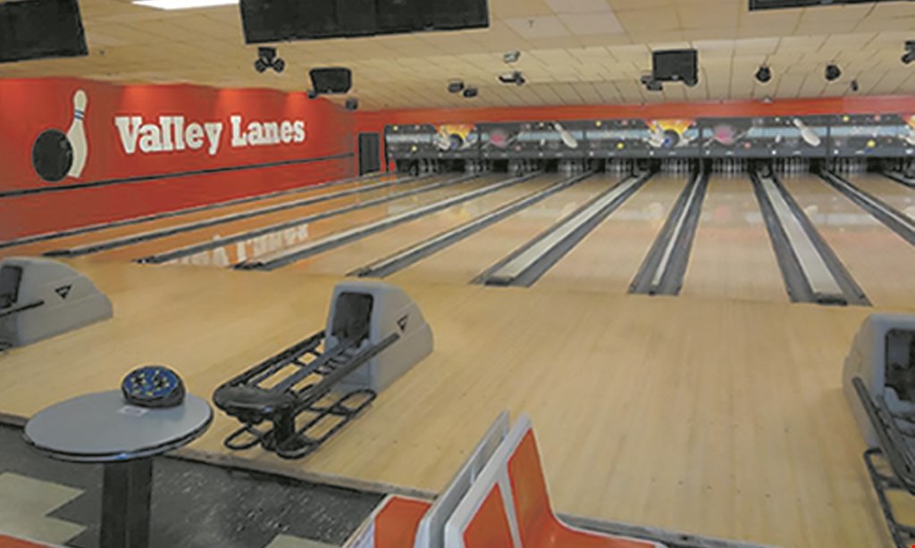 Product image for Valley Bowling Lanes $32.47 For 2 Hours Of Unlimited Bowling For Up To 5 People With Rental Shoes, 1 Large Pizza & 5 20 oz. Fountain Drinks (Reg. $64.95)