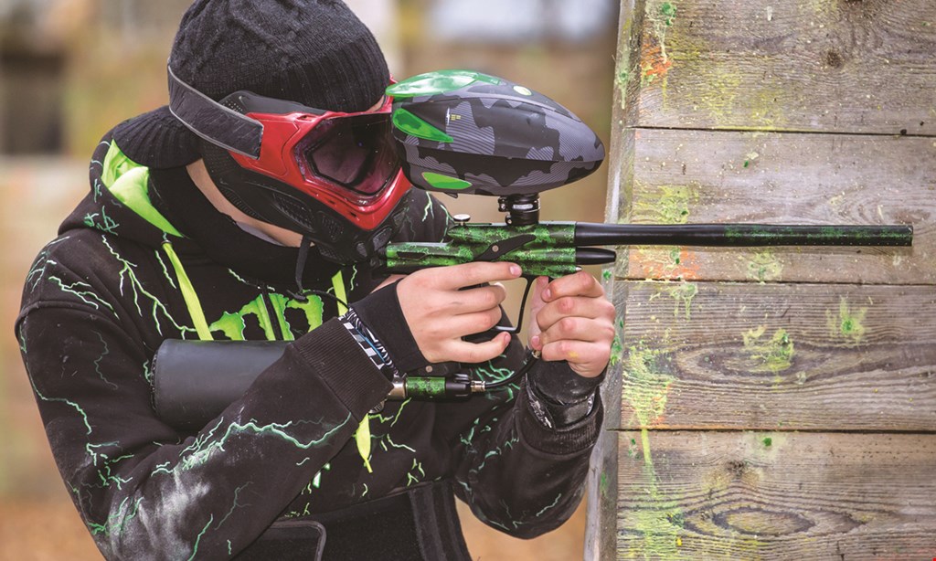 Product image for Splat Action Paintball $55 For Paintball Package For 2 Includes Semi-Auto Marker, Co2 Tank & Refill, Hopper, Full Face Goggles, Torso Armor, Camo Jacket, Pod Pack & 500 Paintballs (Reg. $110)