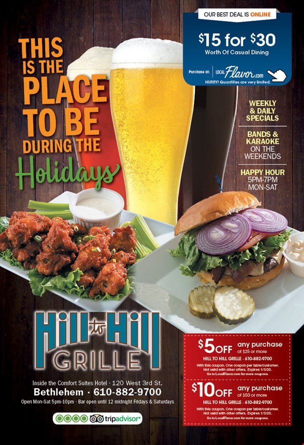 Localflavor Com Hill To Hill Grille 15 For 30 Worth Of