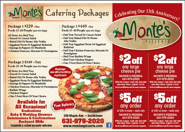 Monte's Pizzeria Coupons
