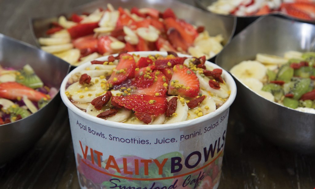 Product image for Vitality Bowls $10 for $20 Worth of Delicious Acai Bowls, Paninis, Salads, Soups, Smoothies and Juices!