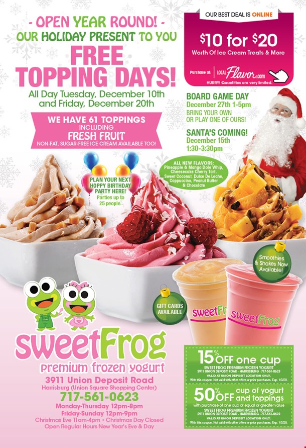 Sweet Frog 10 For 20 Worth Of Ice Cream Treats