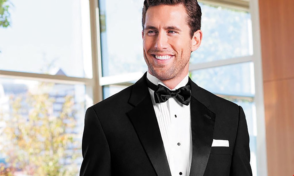 Product image for Tuxedo WearHouse $109.50 For A Complete Tuxedo All Inclusive Rental Package - Includes Coat, Pants, Vest, Tie, Shirt & Shoes (Reg. $219)