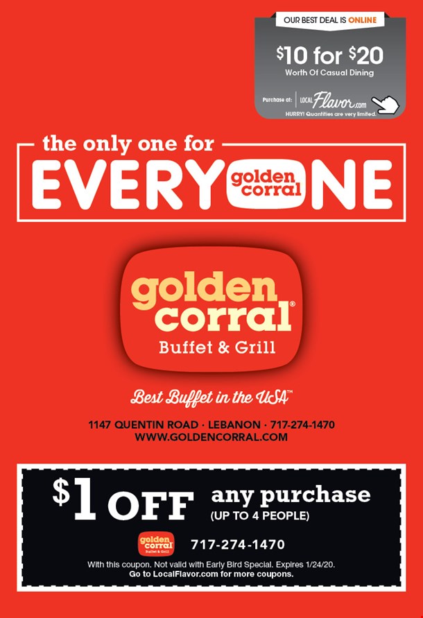 Golden Corral 10 For 20 Worth Of Casual Dining