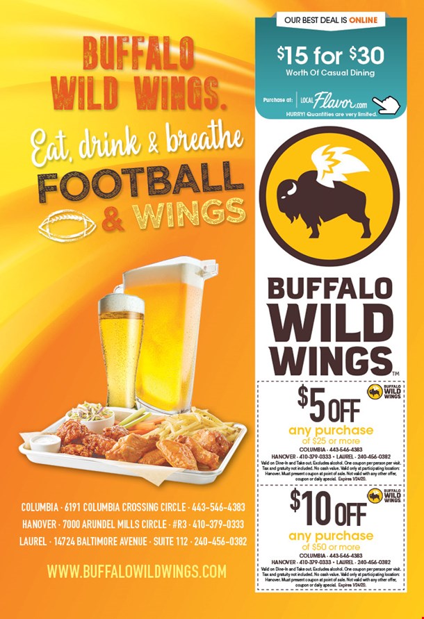 Buffalo Wild Wings Columbia 15 For 30 Worth Of