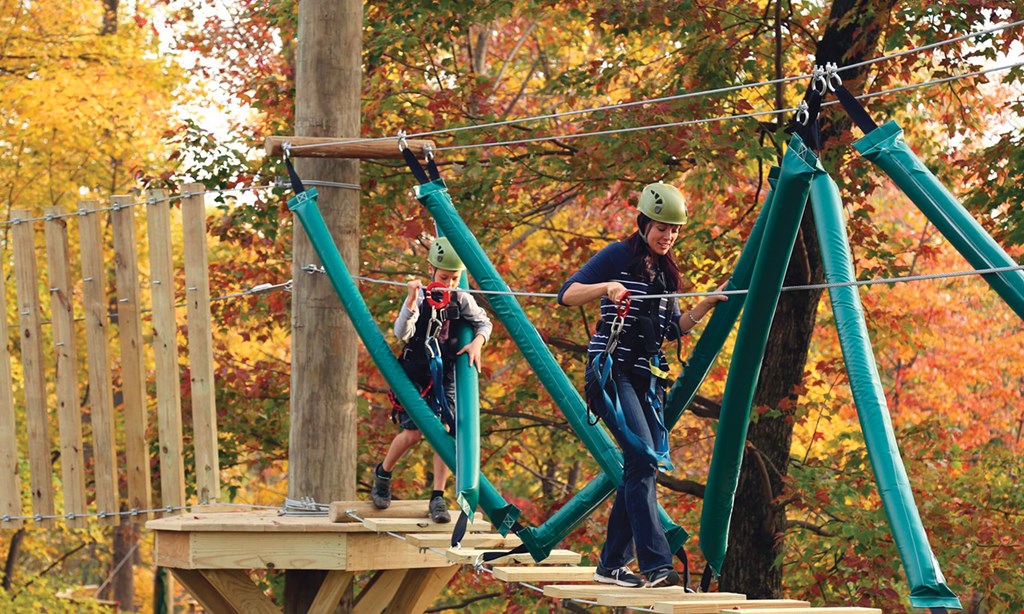 Product image for Refreshing Mountain $58 For Admission For 4 To Flying V Ziplining OR The Elevated Obstacle Course (Reg. $116)