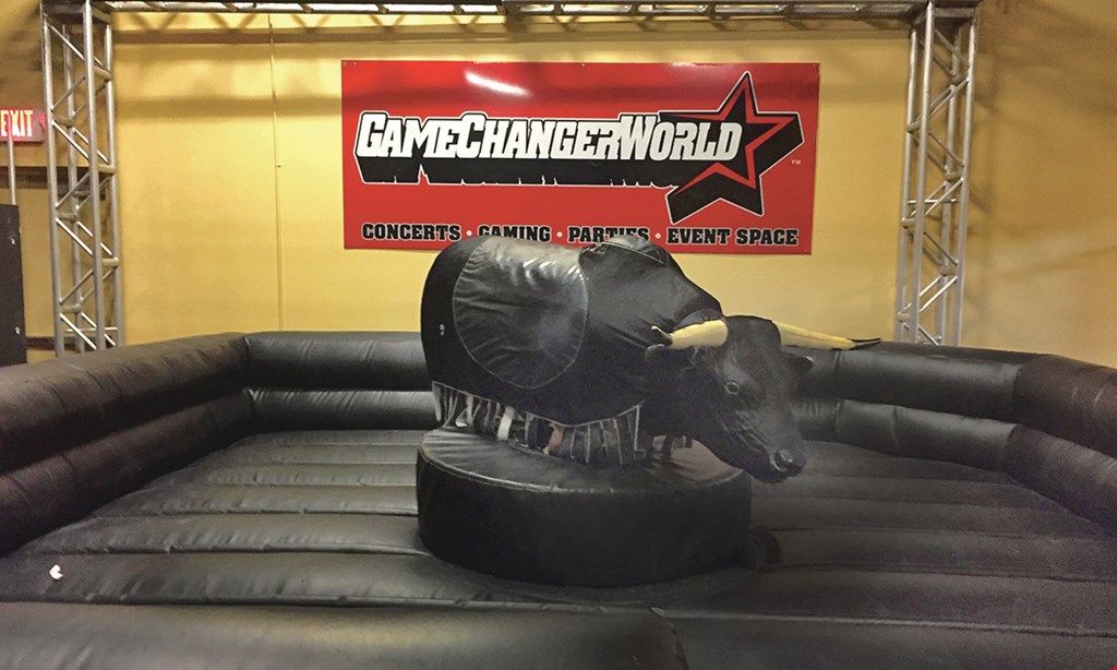 Product image for Game Changer World of PA $20 For 1 Adult Unlimited Attraction Pass For Hatchet Throwing, Mechanical Bull, Rock Wall & $10 Food Voucher (Reg. $40)