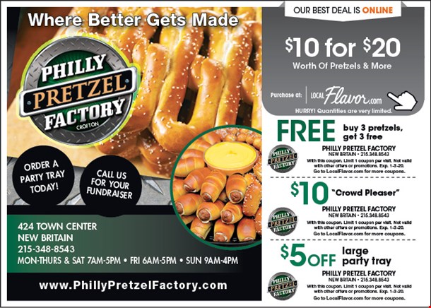 LocalFlavor.com - Philly Pretzel Factory - $10 For $20 Worth Of ...
