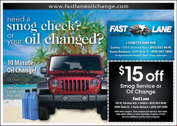 FAST LANE OIL SMOG and OIL CHANGE Coupons