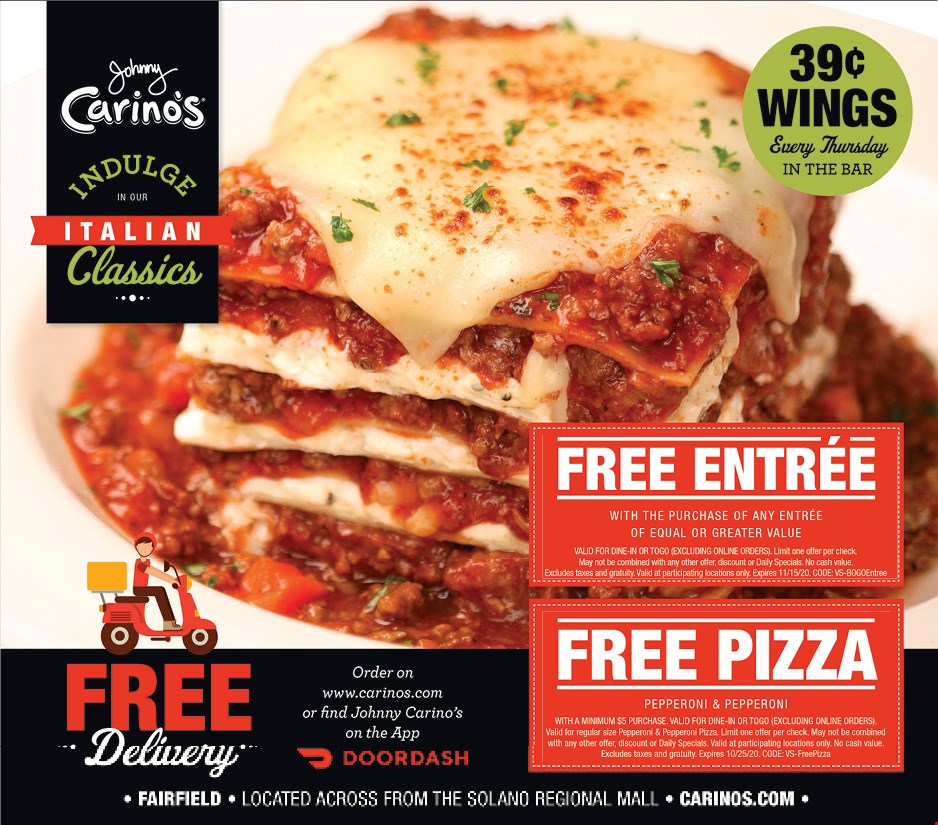 Johnny Carino's Fairfield Coupons & Deals Fairfield, CA