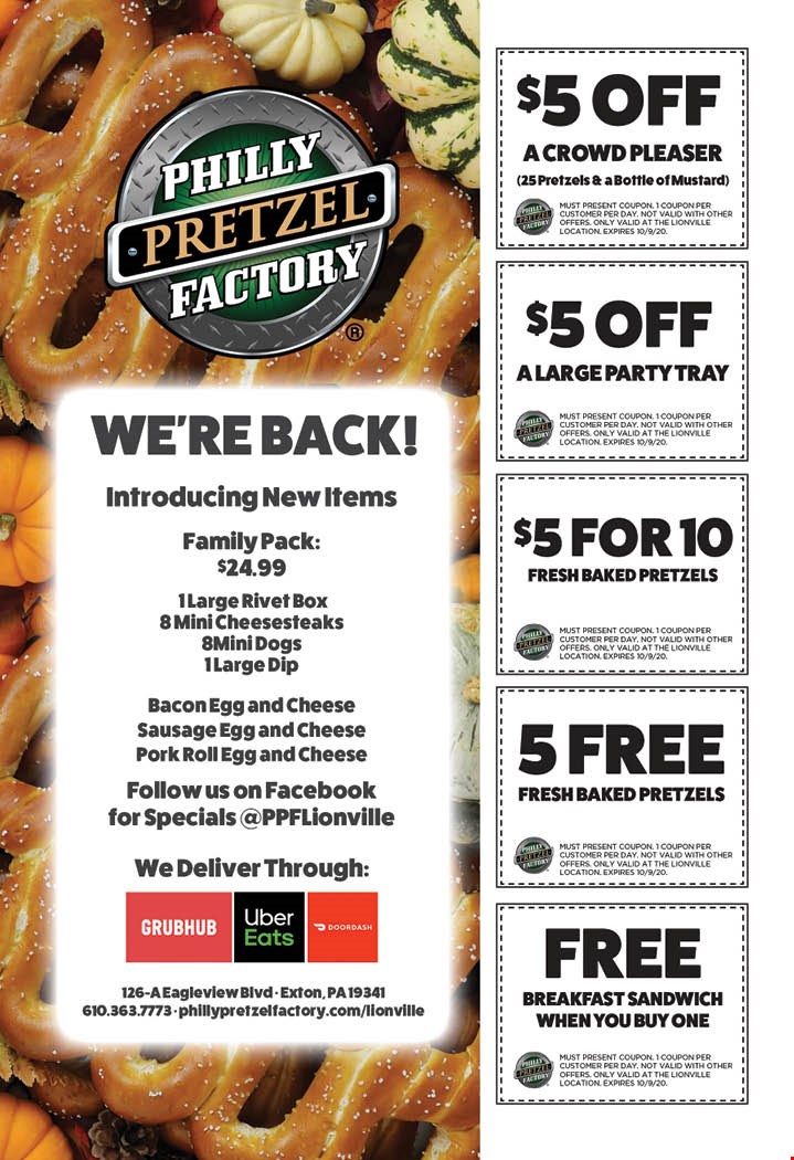 PHILLY PRETZEL FACTORY Coupons & Deals West Chester, PA