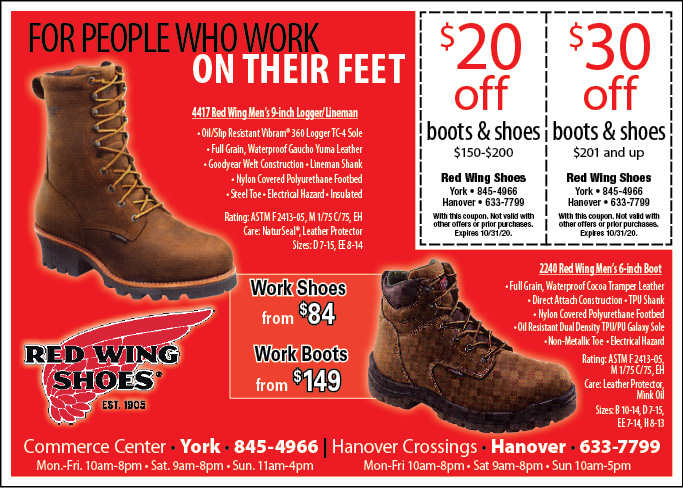 $20 off boots \u0026 shoes at RED WING SHOES 