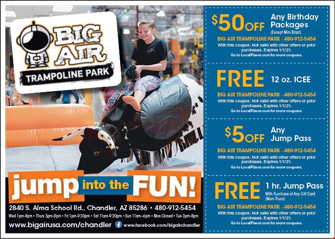 Big Air Trampoline Park Coupons Deals Chandler Az