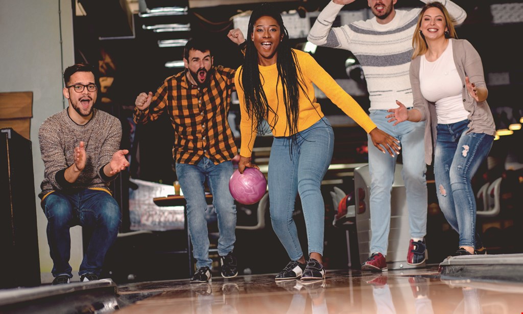 Product image for Bertrand Bowling Lanes $27.75 For 2 Games Of Bowling For 4 Including Shoes, A Pitcher Of Soda & A 16" Thin Crust Cheese Pizza (Reg. $55.50)