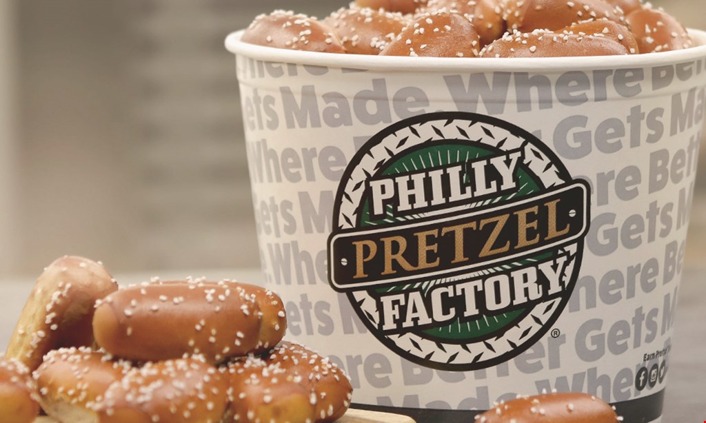 Product image for Philly Pretzel Factory - Hershey $15 For 2 Rivet Buckets & 2 Dips (Reg. $30)