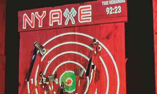 Product image for NY Axe Throwing Range $55 For 90-Min Axe Throwing For 2 People (Reg. $110)