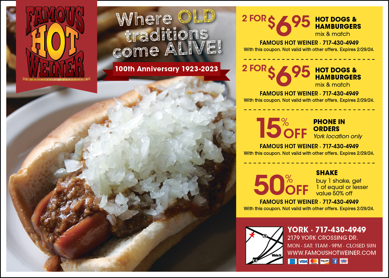 Sandy's hot hotsell dogs coupons