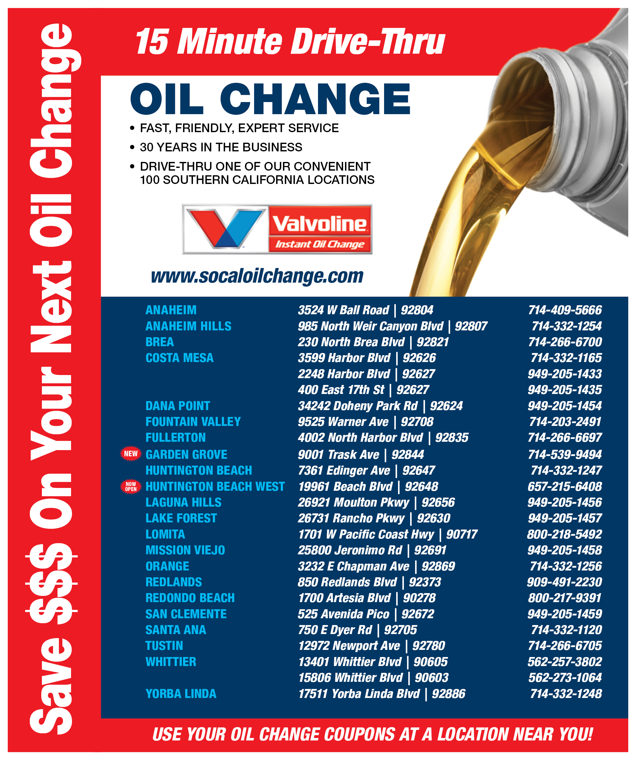 Get 15 OFF Your Total Invoice at Valvoline West Corona CA