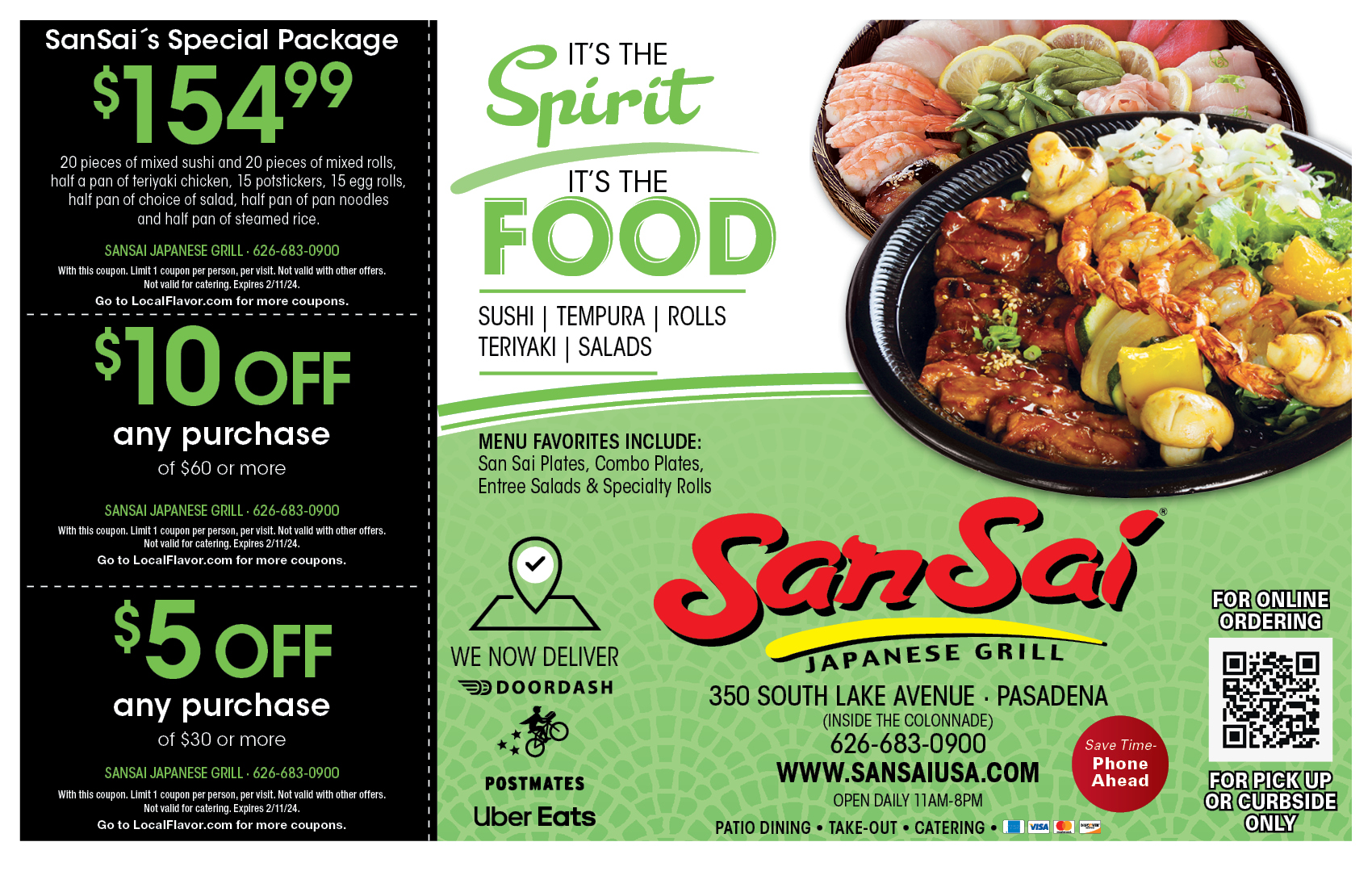 Sansai menu deals