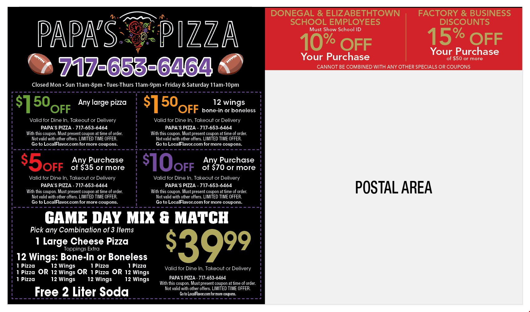 Papa's Pizza - Mount Joy - Menu & Hours - Order Delivery