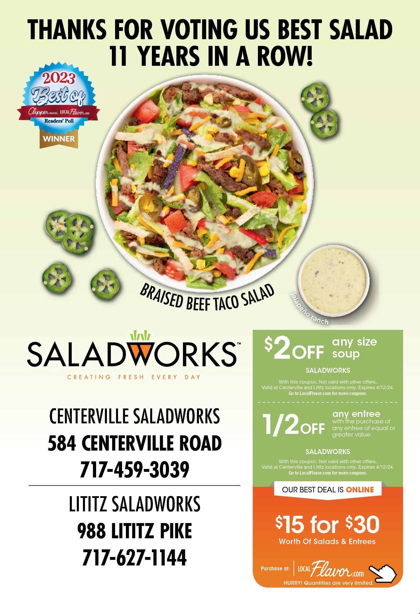 Specials, Food Coupons, Salad, Alsip, Illinois