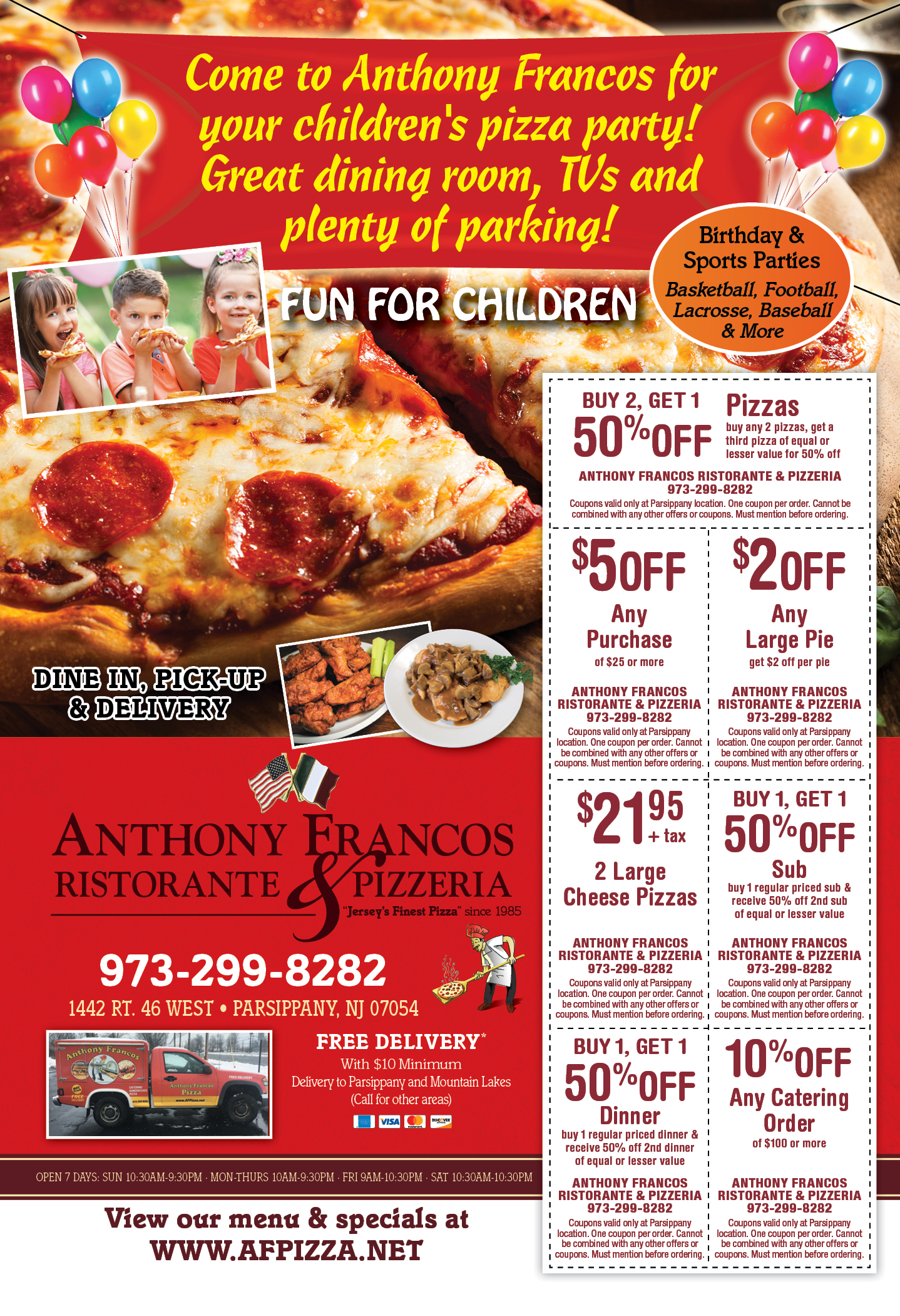 Anthony francos deals menu